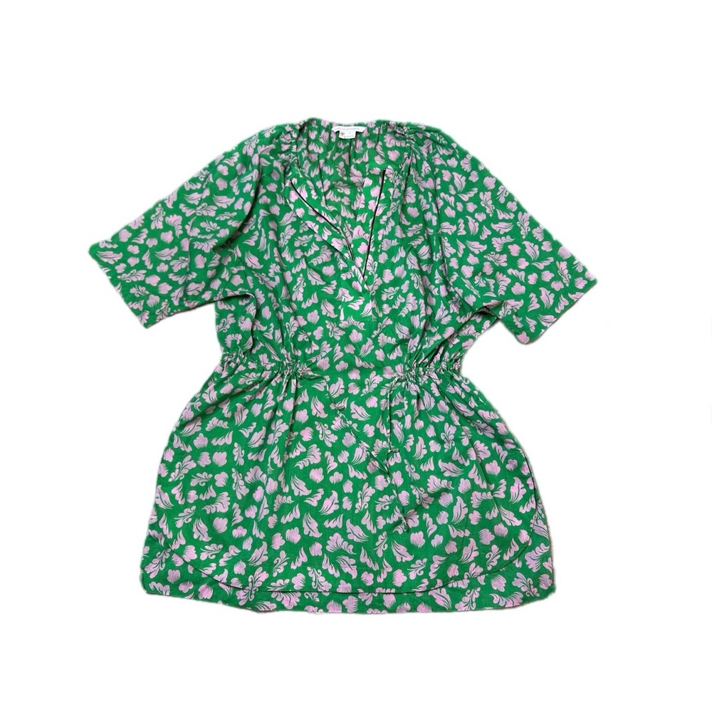 Diane Von Furstenberg Iruka Green and Pink Floral CoverUp Dress Size 8